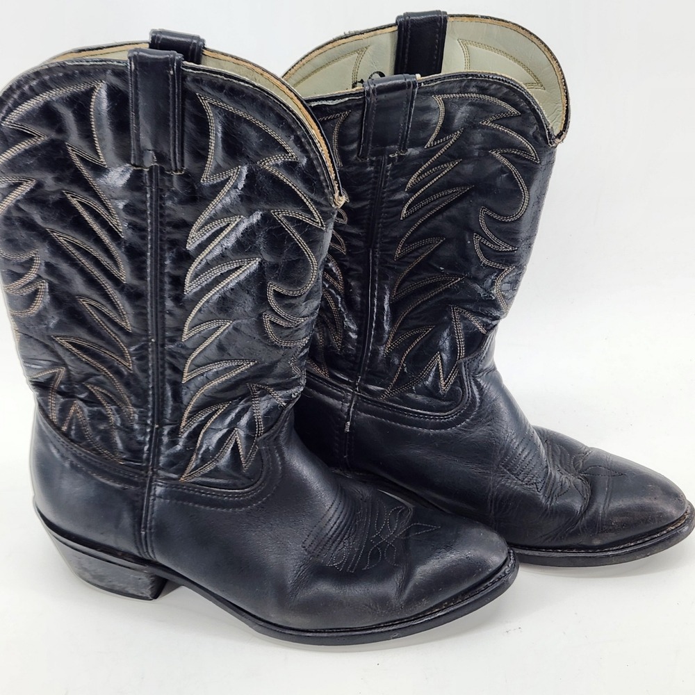 Durango Boots Womens 9.5 Black Leather Western Cowboy Boots Embroidered Snip Toe
